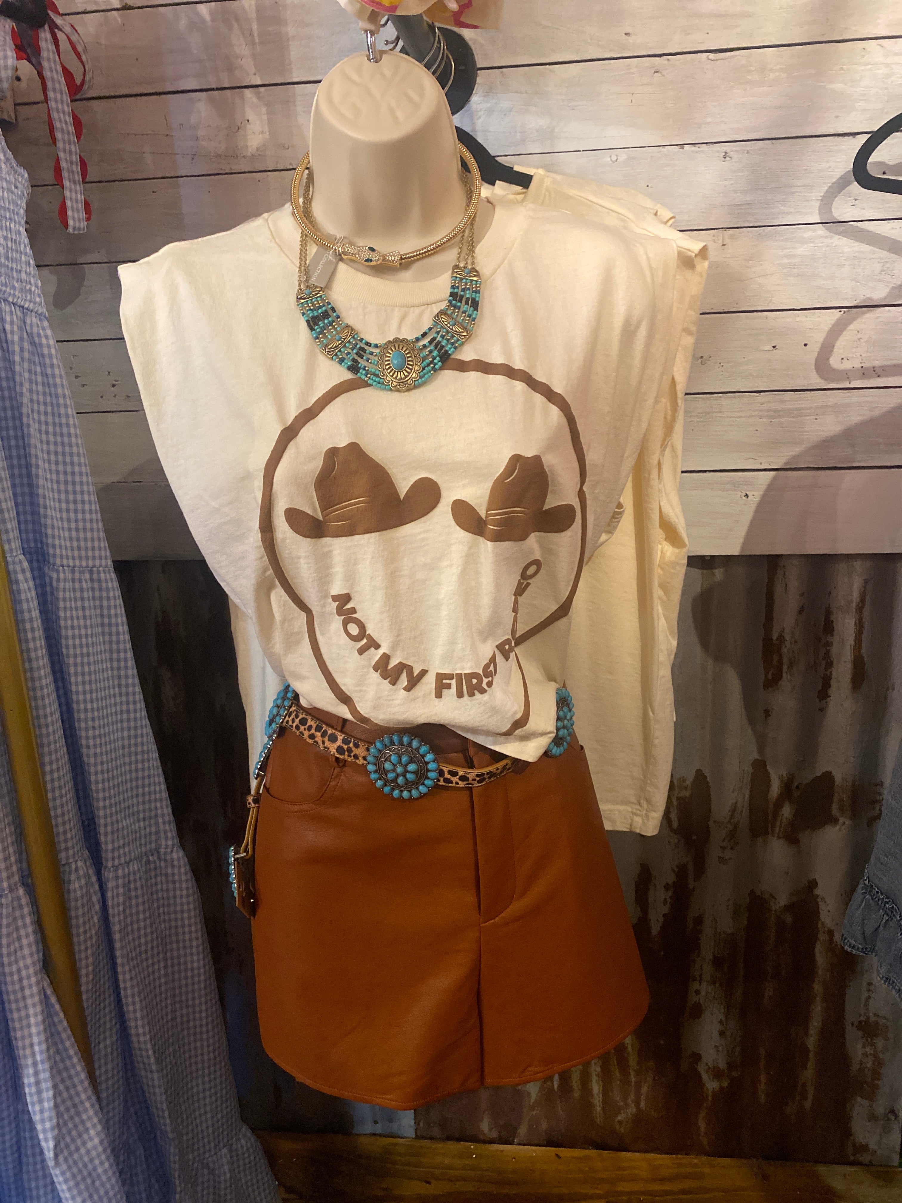 Cognac Faux Leather Shorts