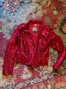 Hot Pink Sequin Moto Jacket