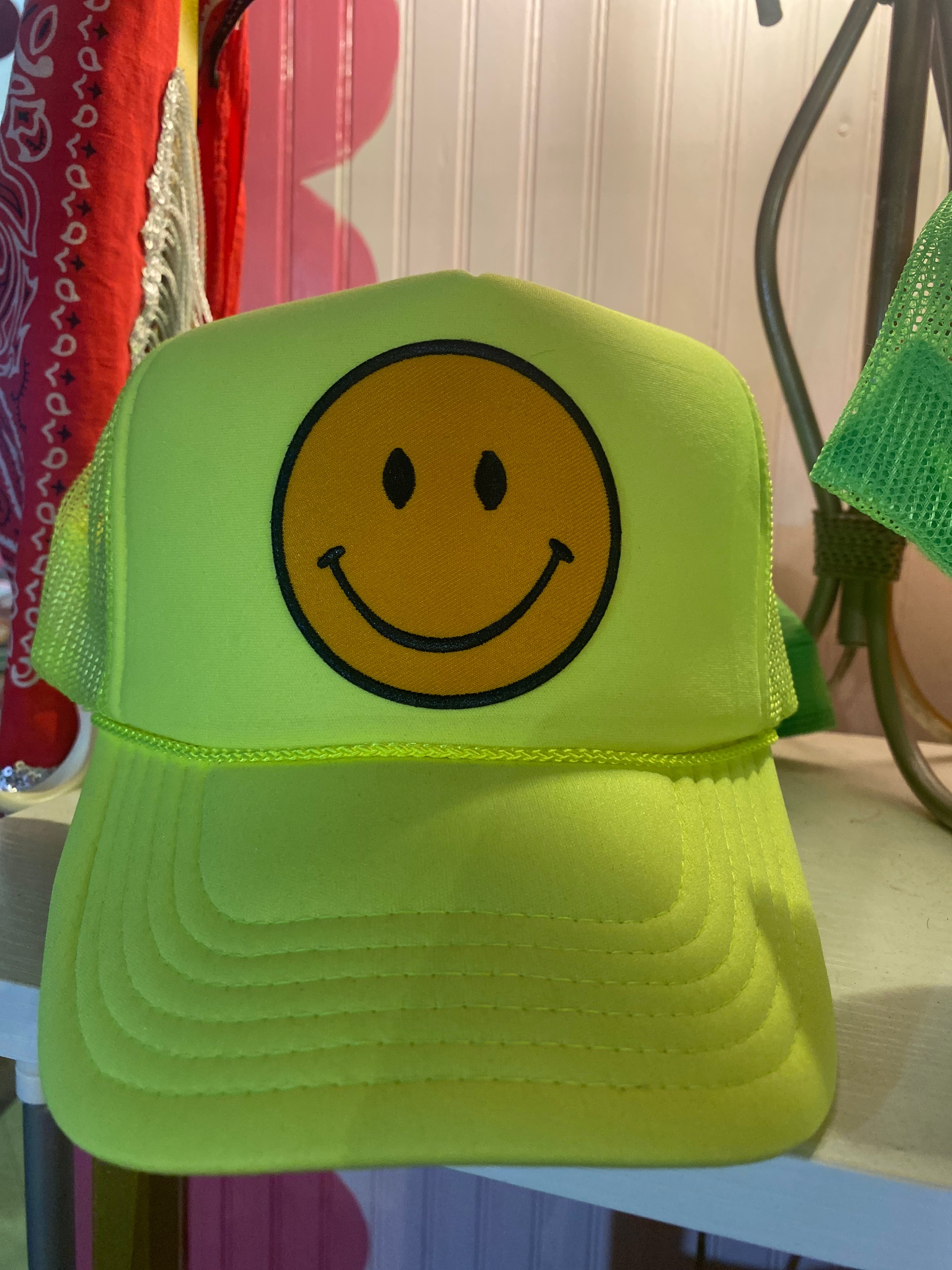 Friday Saturday neon smiley cap