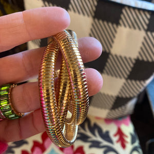 Gold coil bracelet trio