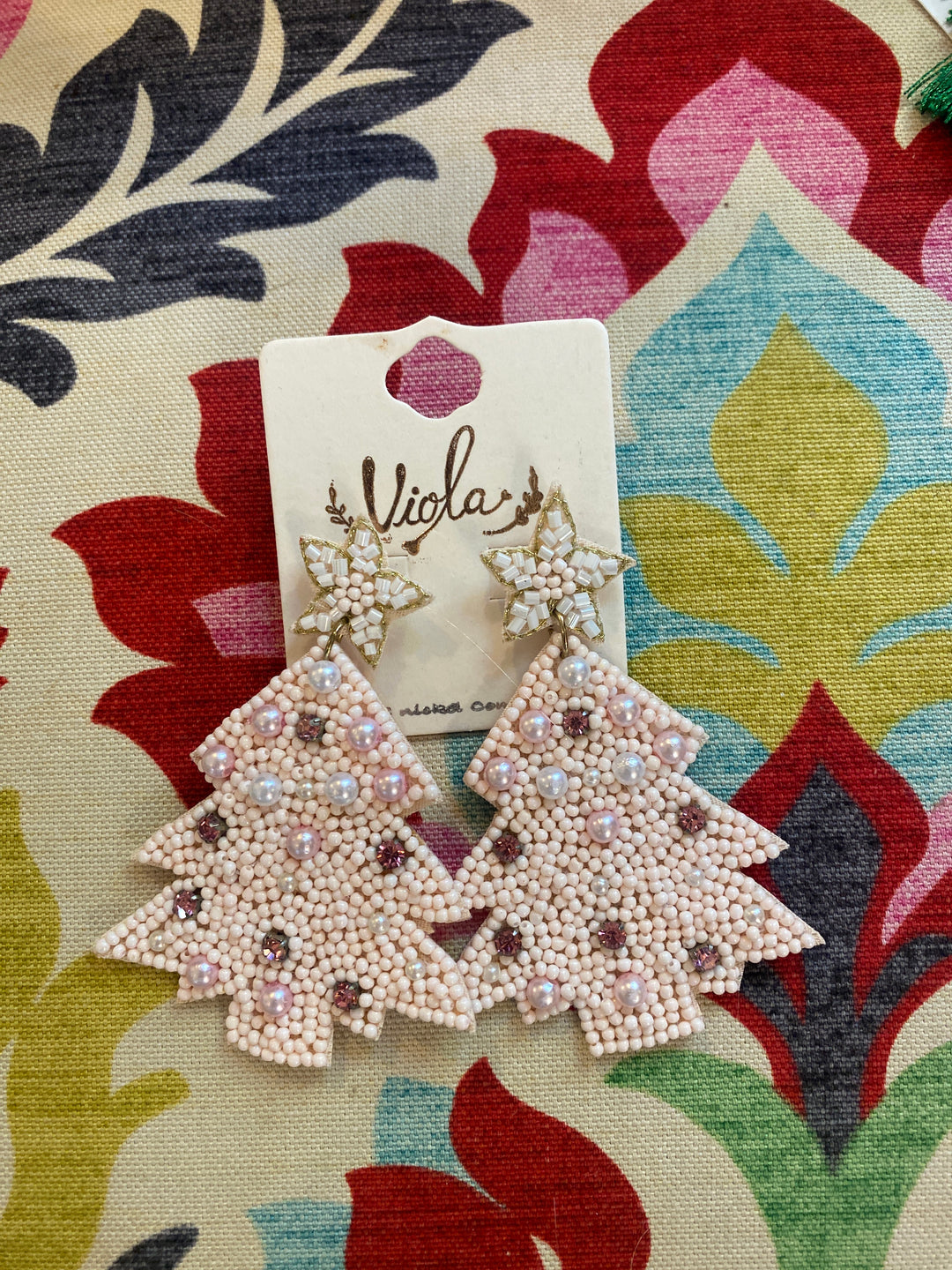Pearl Christmas tree earrings
