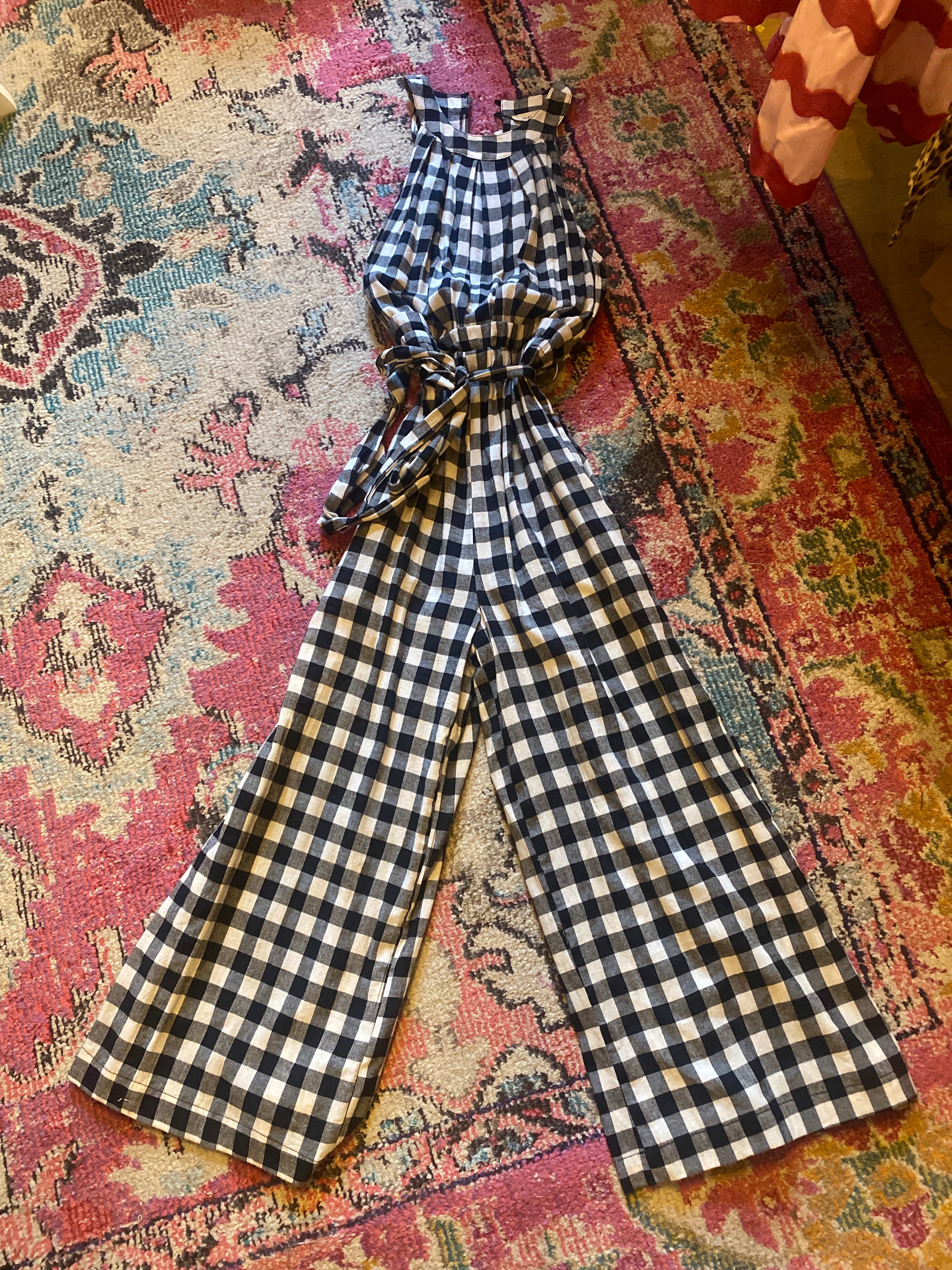 Gingham Plaid wide leg romper