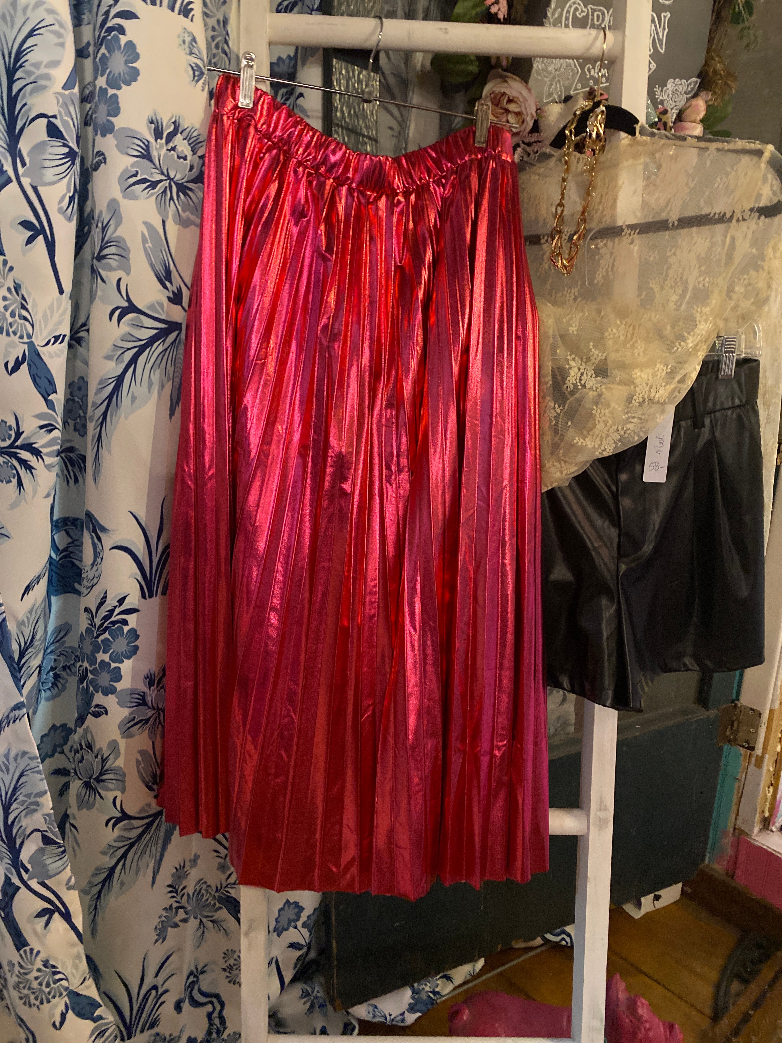 Pink foil maxi skirt
