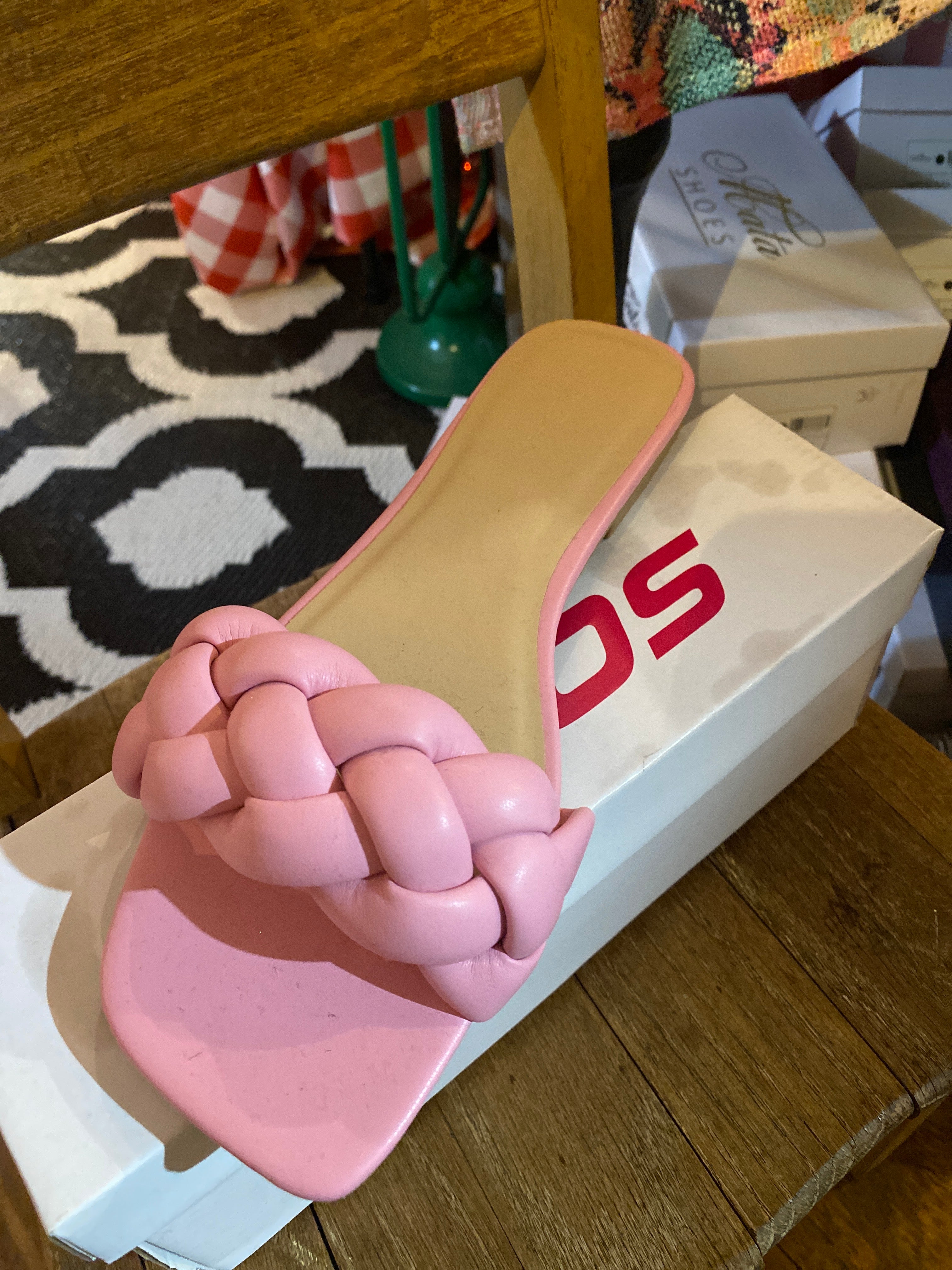 Pink braided sandal