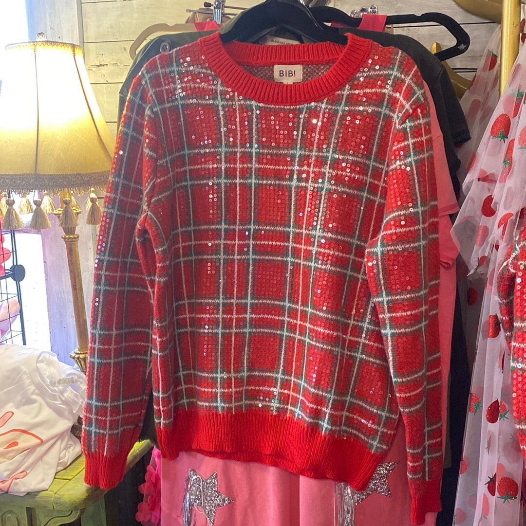 Sequin Plaid sweater