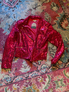 Hot Pink Sequin Moto Jacket