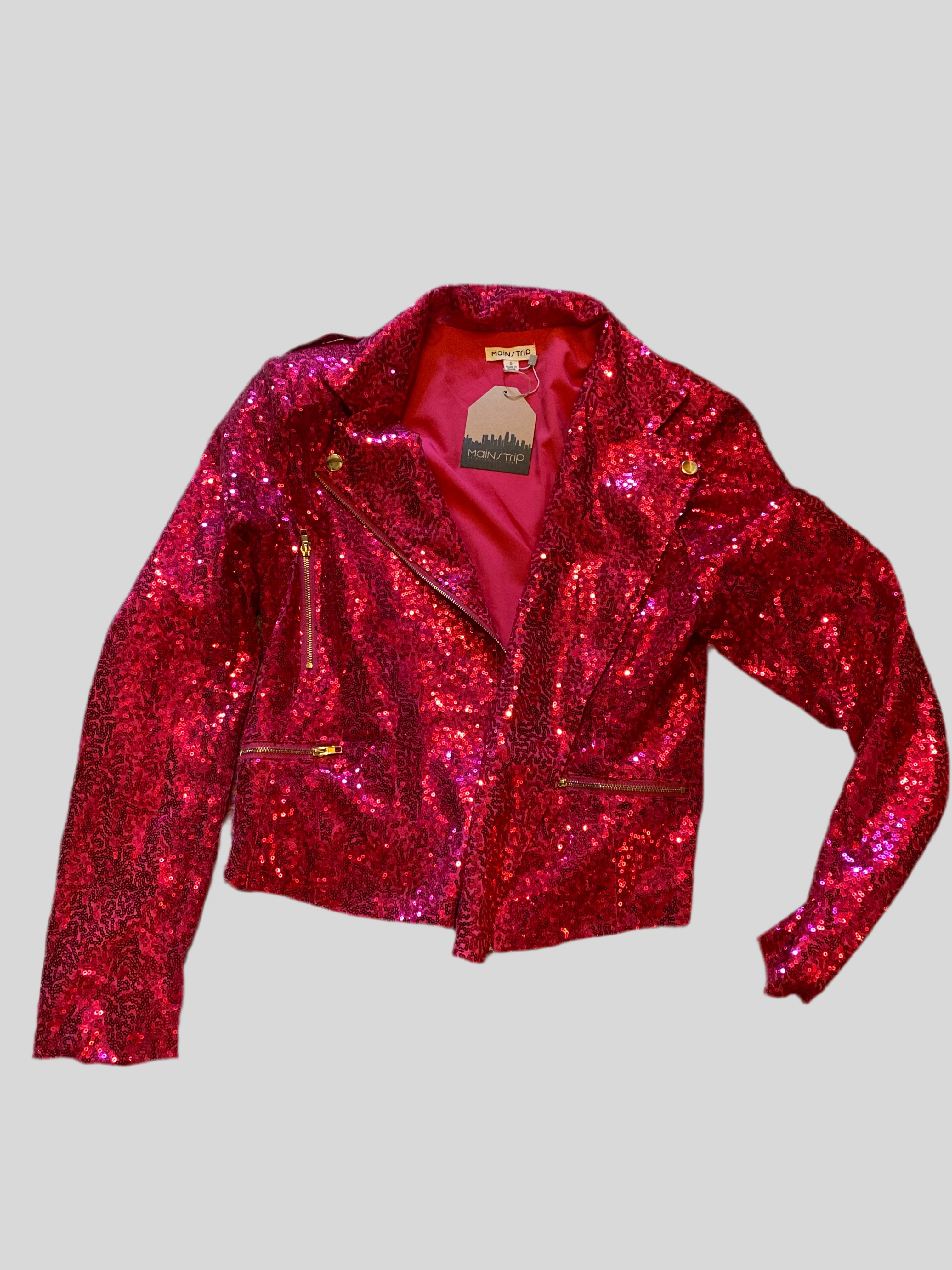 Hot Pink Sequin Moto Jacket