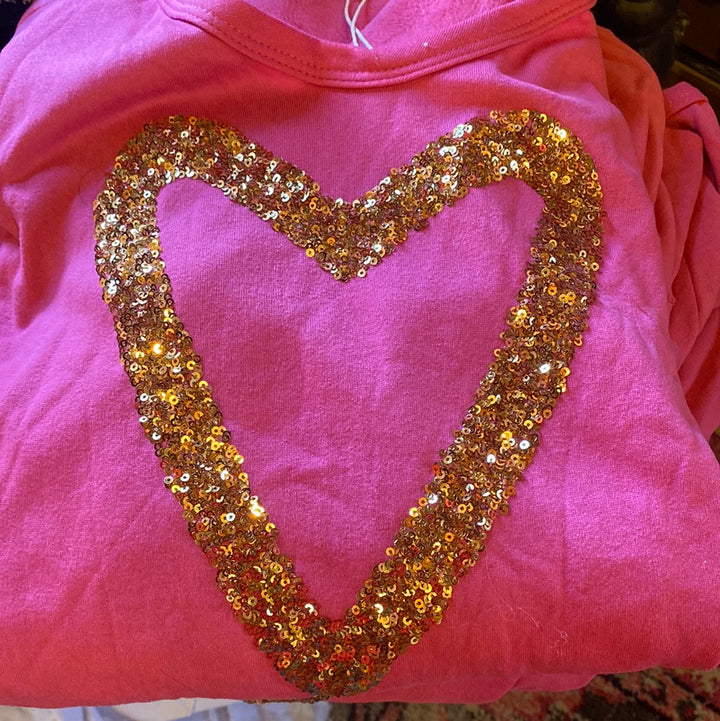 Fleece lined sequin heart top