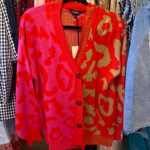 Pink and red leopard cardigan