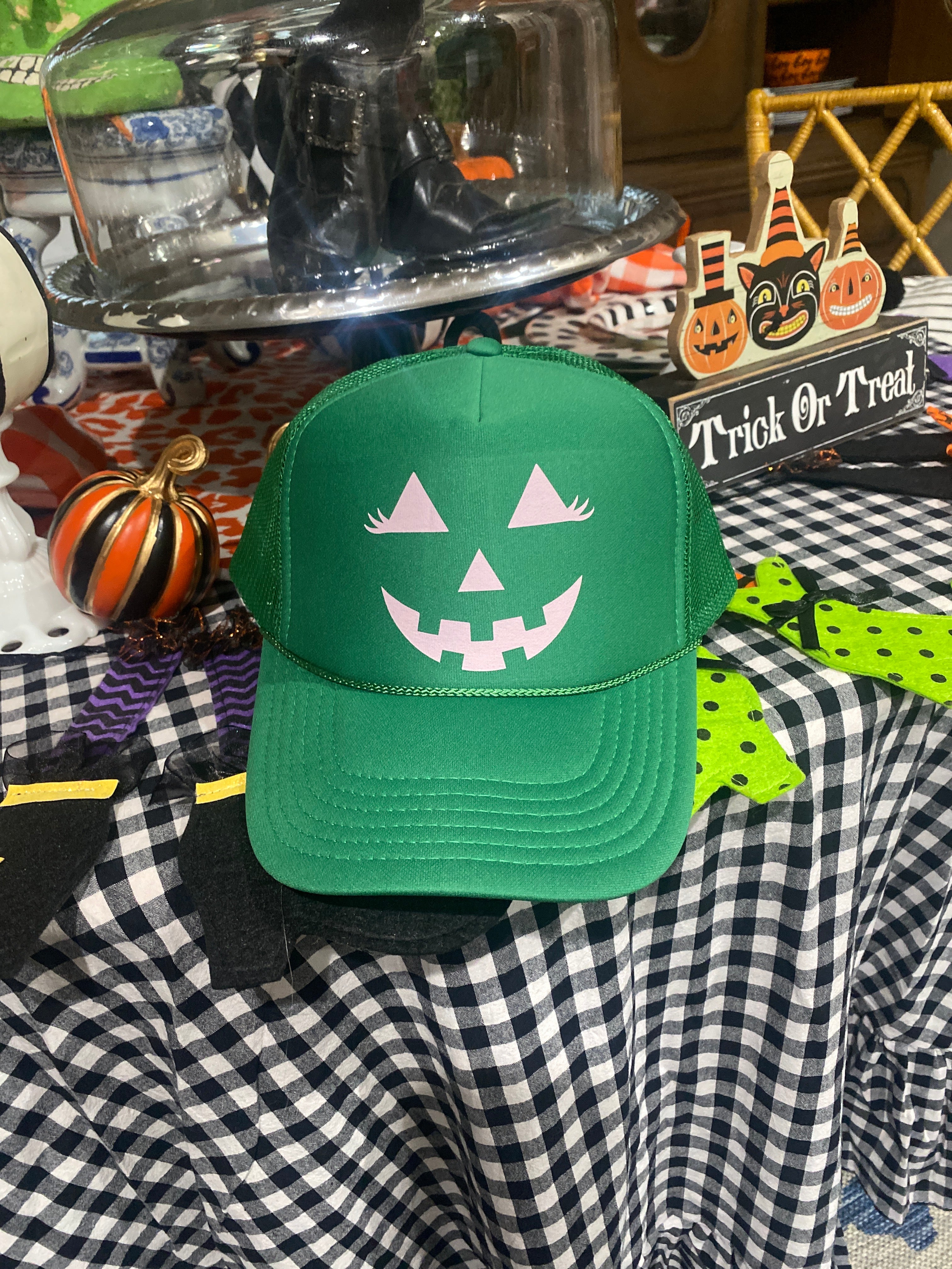 Girlie Jack o Lantern trucker hat