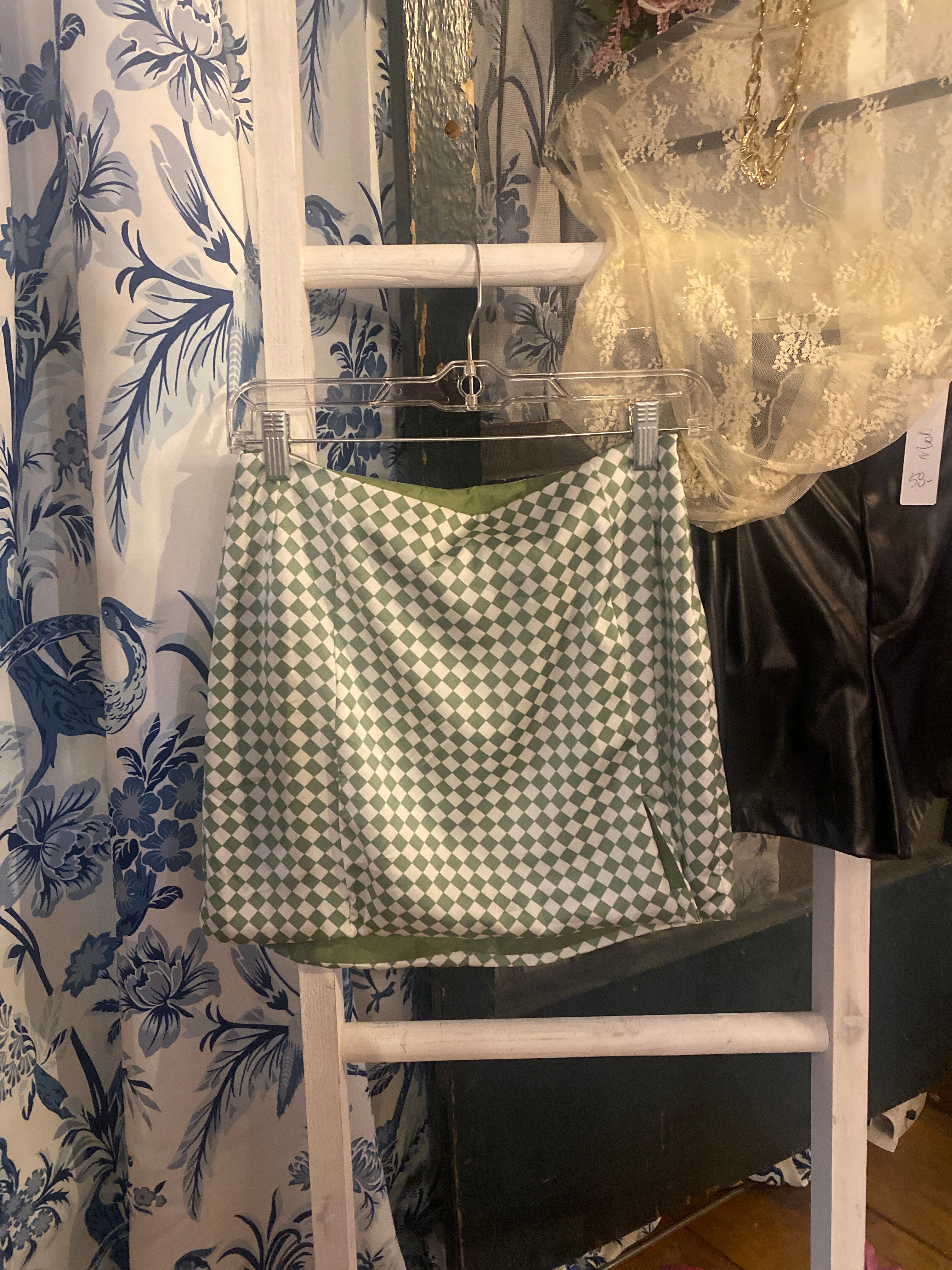 Harlequin print skirt