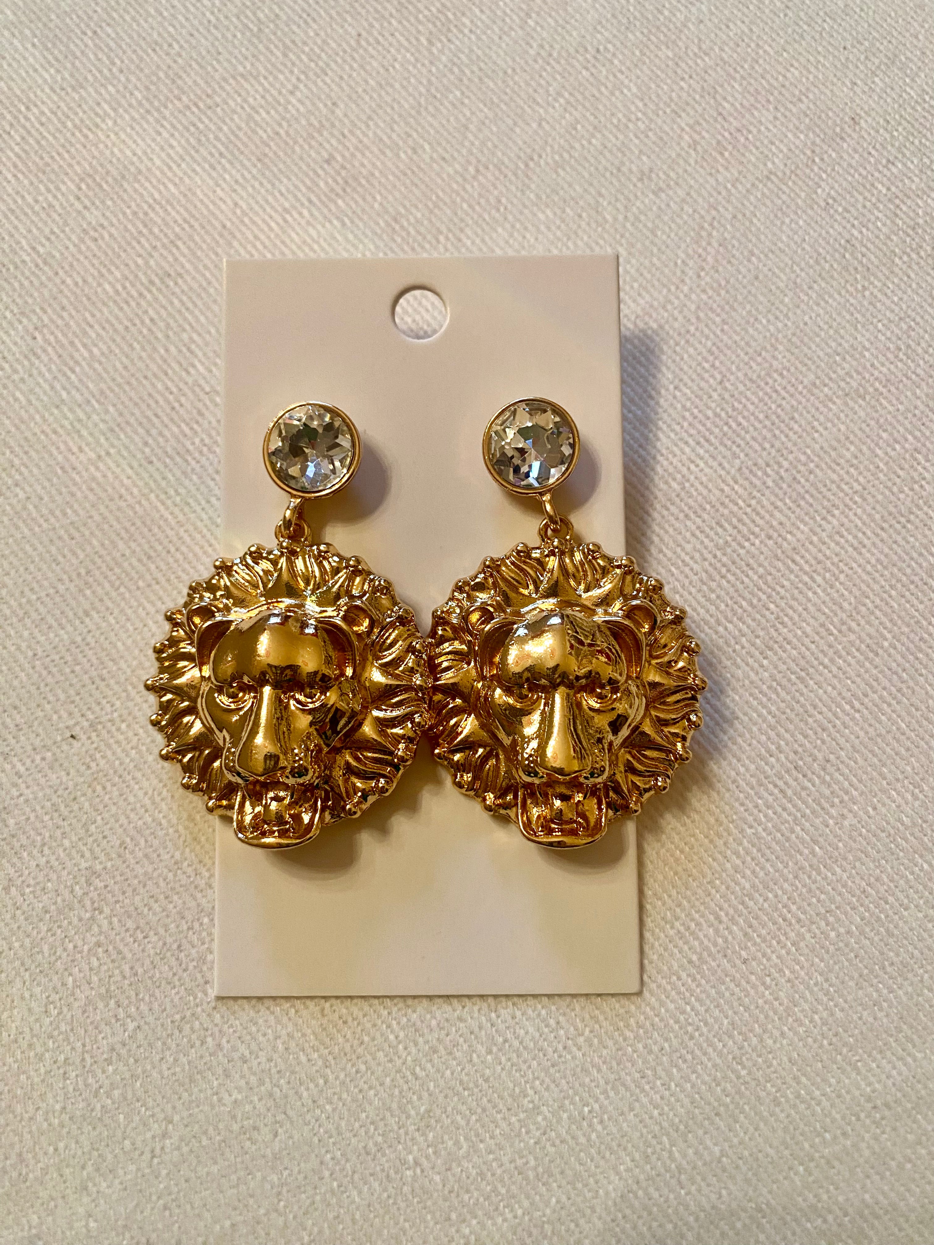 Lions head earrings