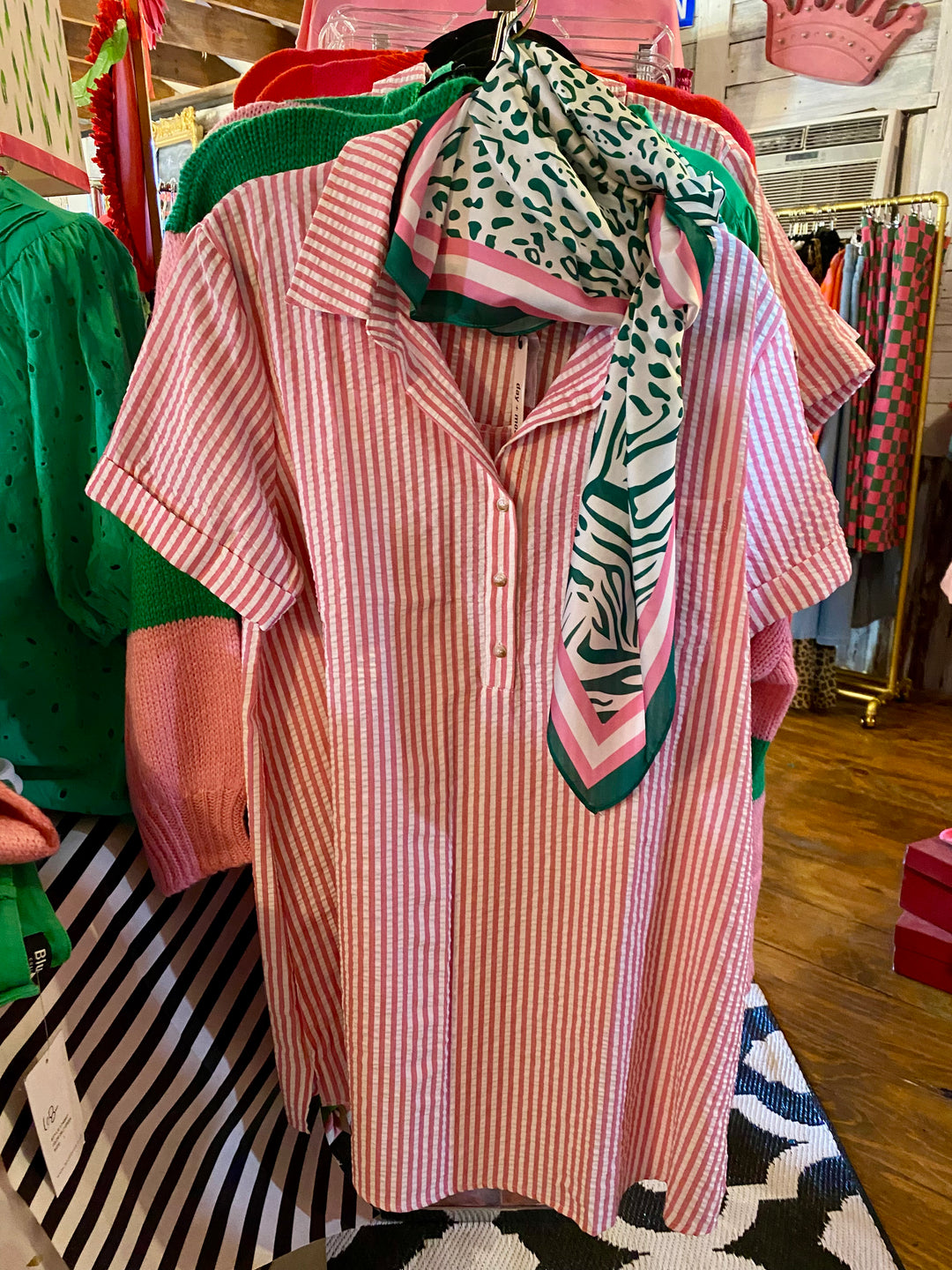 Seersucker shirt dress