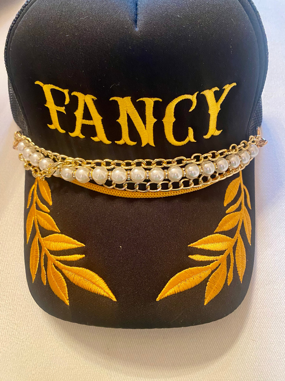 Triple pearl trucker hat chain