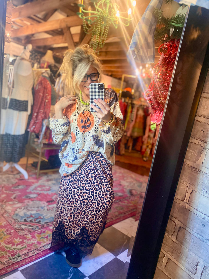 Leopard and Lace maxi skirt