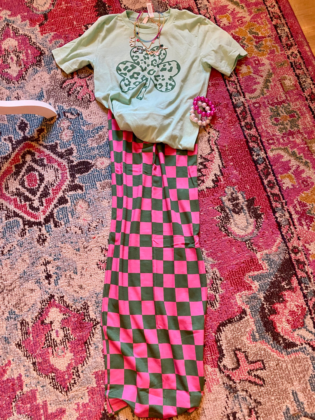 Checkerboard midi skirt