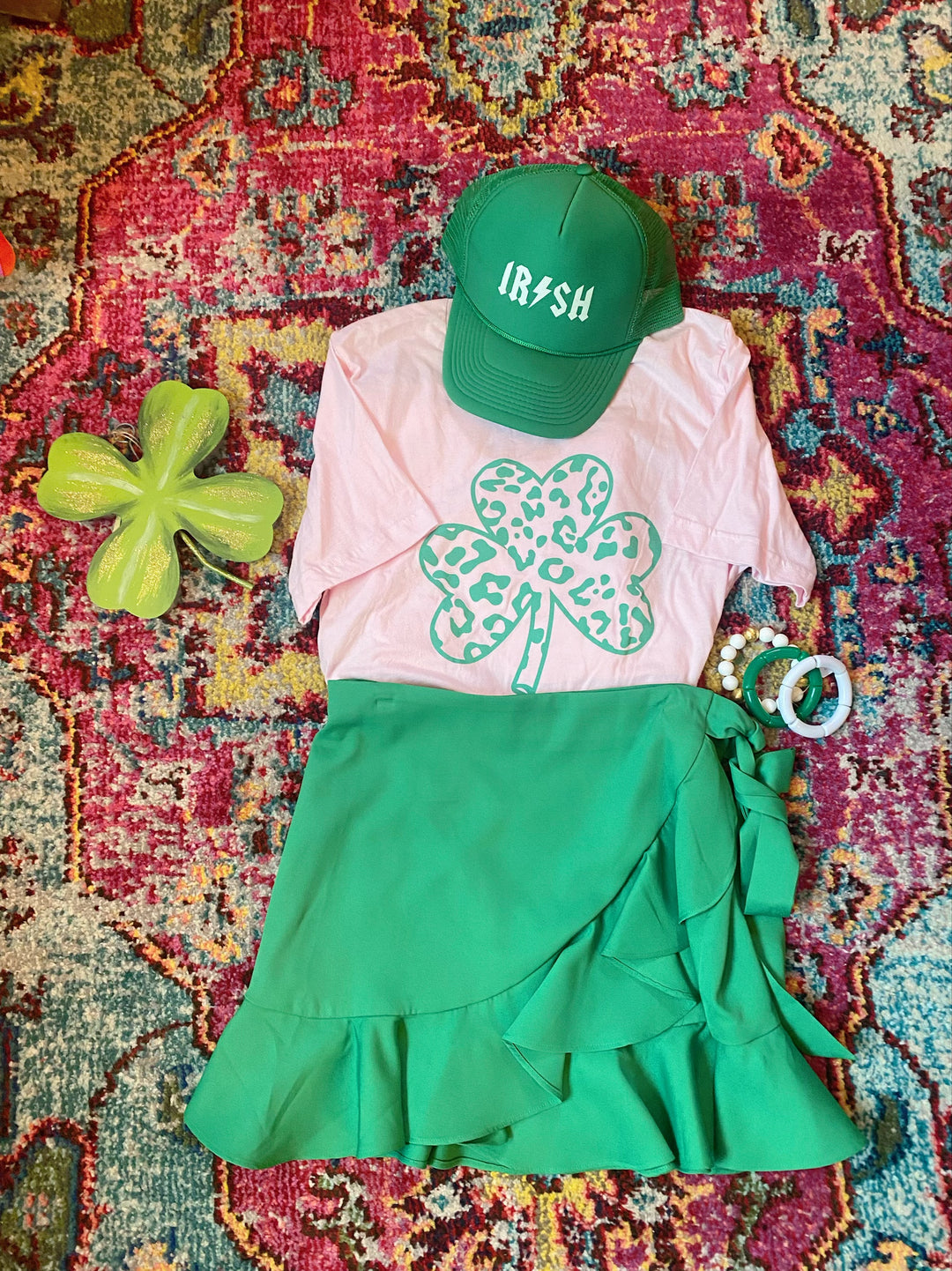 Kelly green wrap skirt