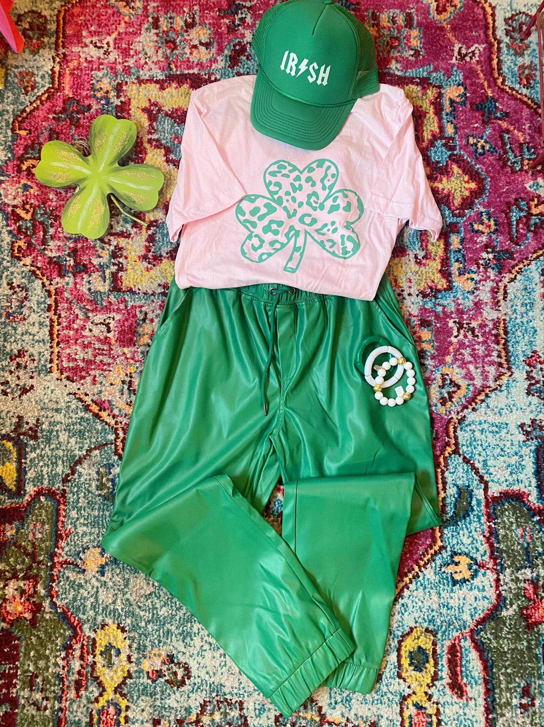 Leopard 4 leaf clover tee