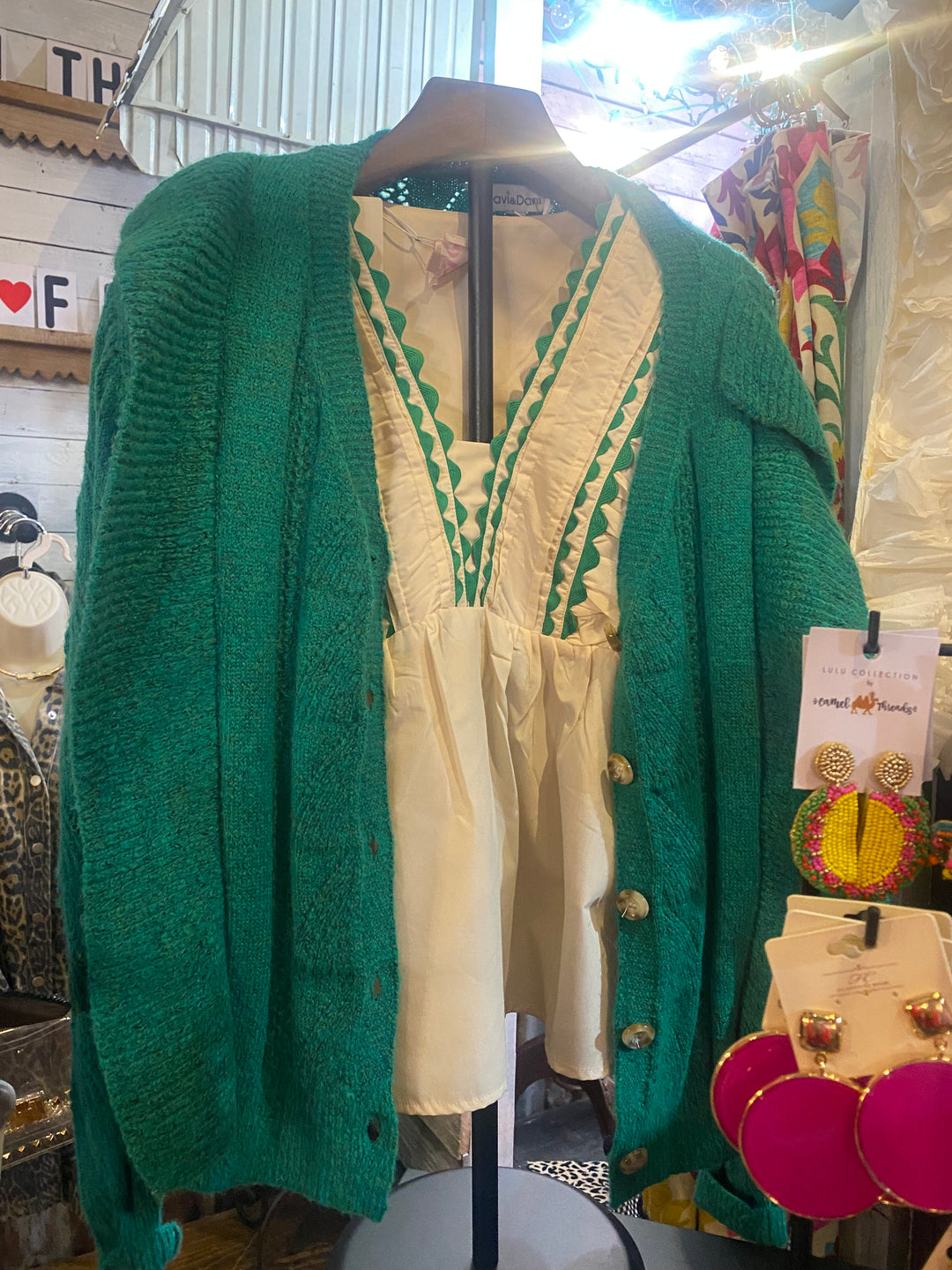 Green Ruffle Cardigan