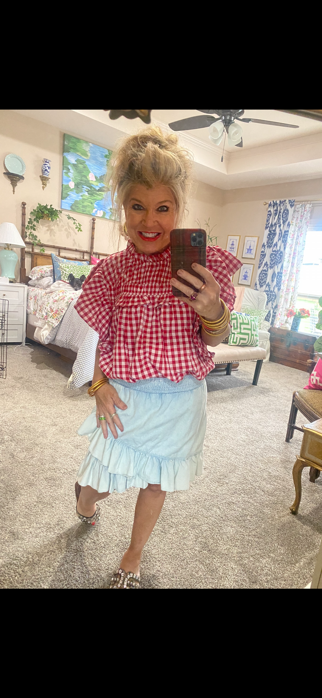 Ruffle denim skirt