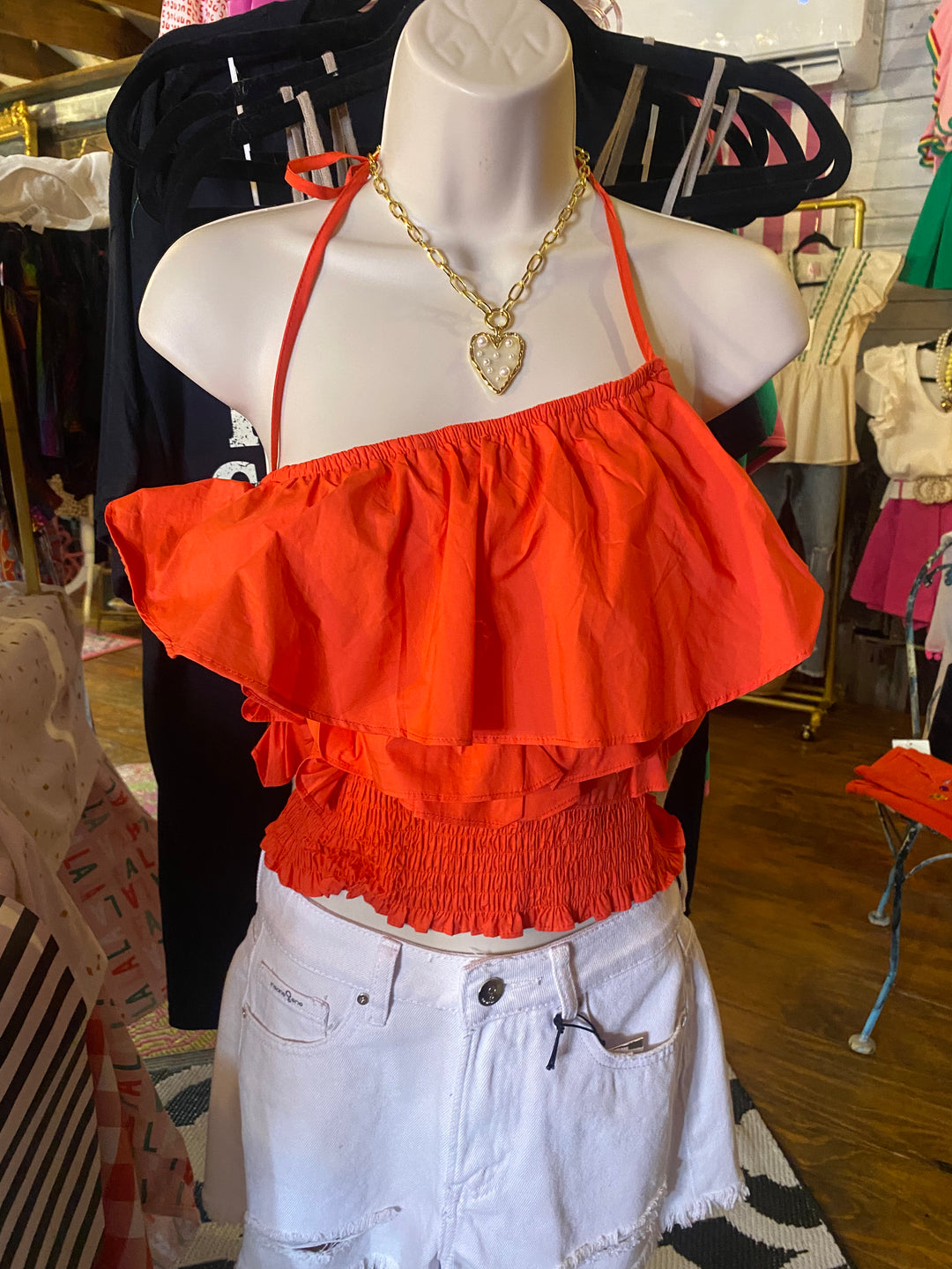 Not Enough Ruffles Halter Top