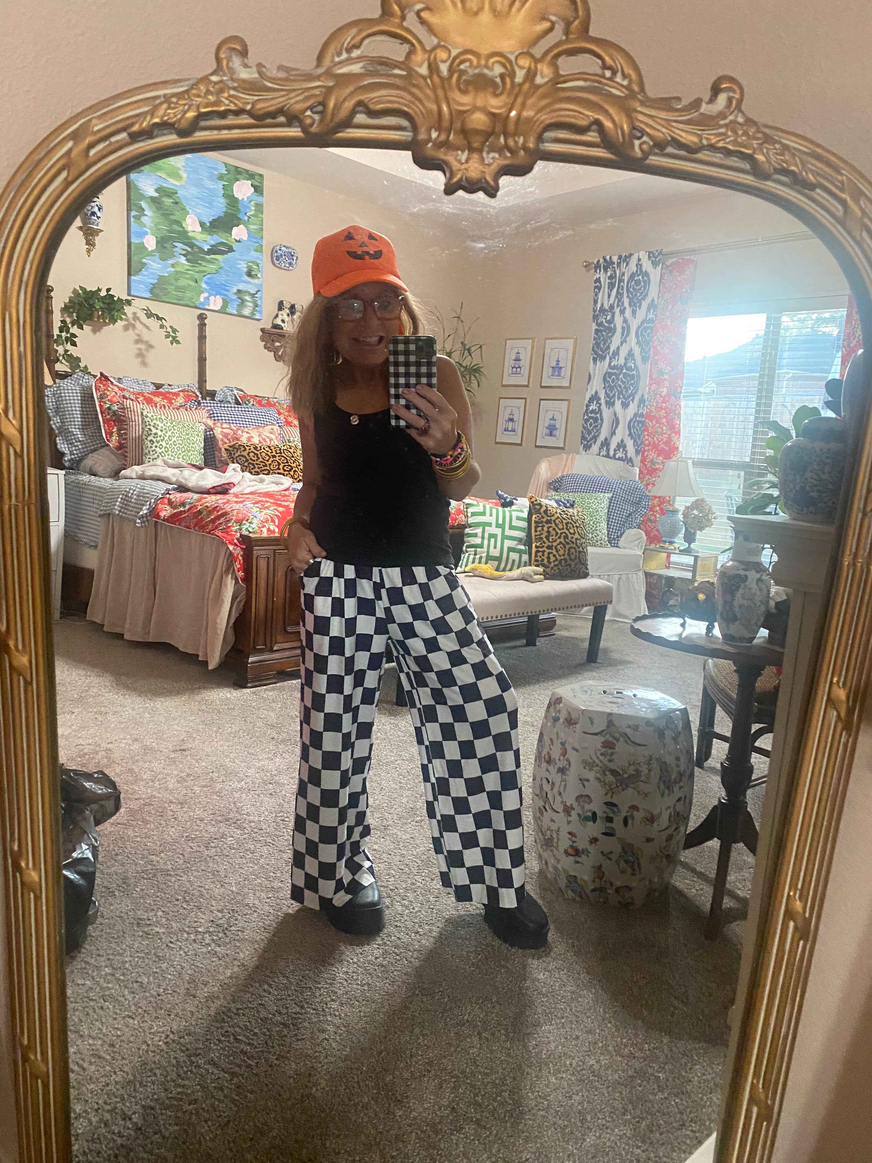 So happy checkerboard wide leg pants