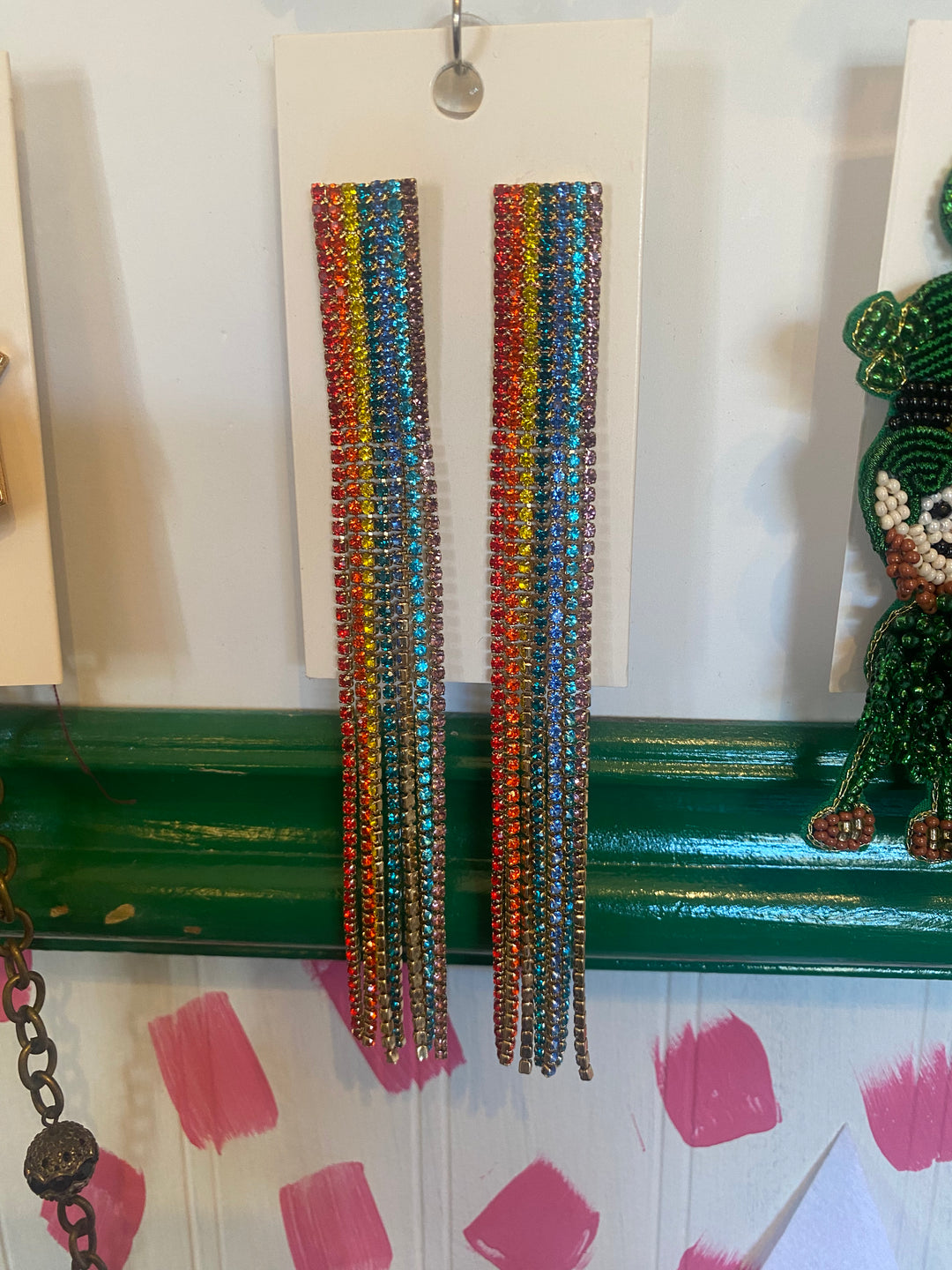 Rainbow fringe earrings