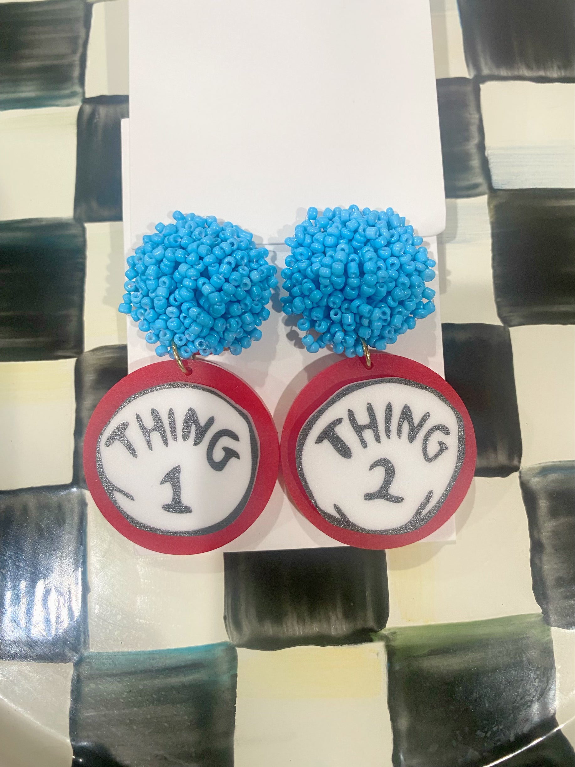 Thing 1 and Thing 2 earrings