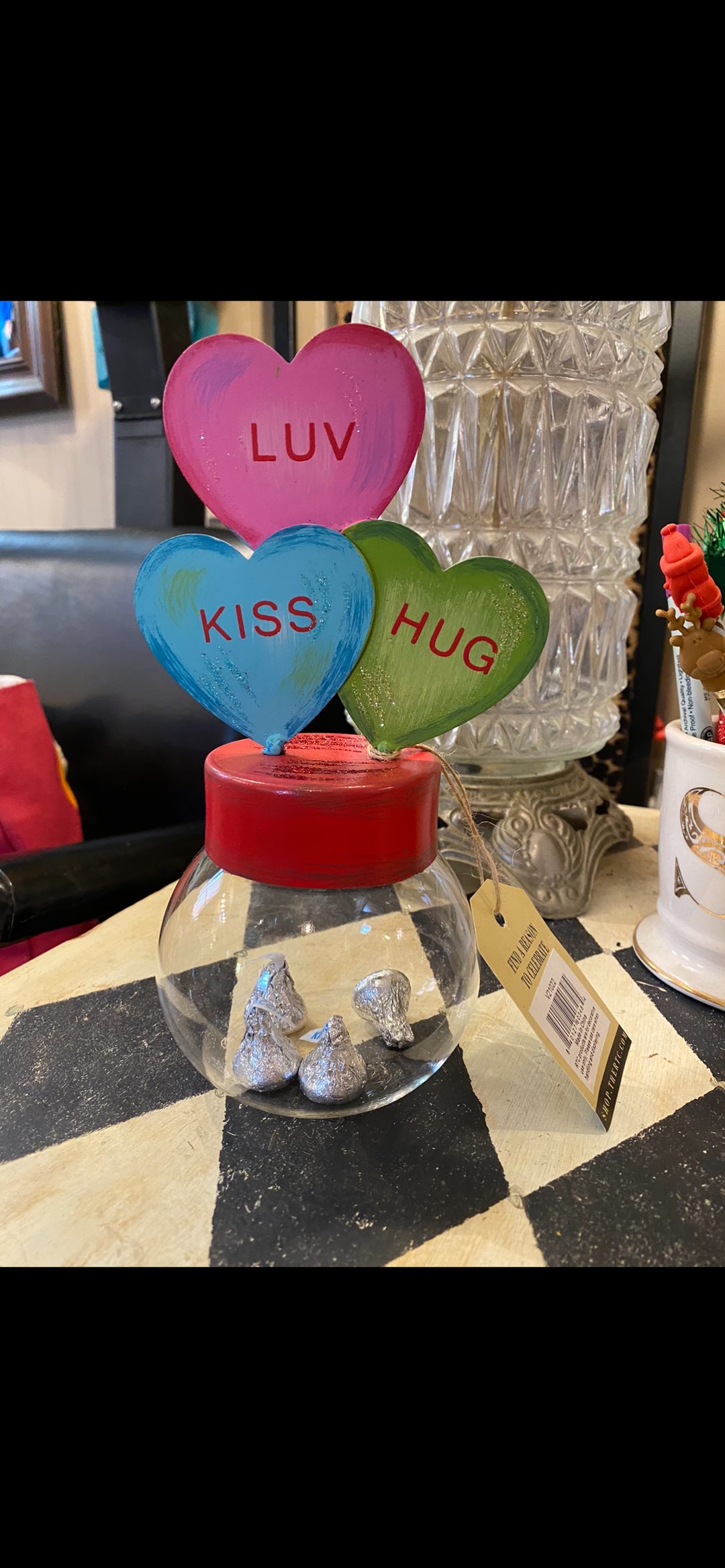 Conversation hearts glass bubble jar