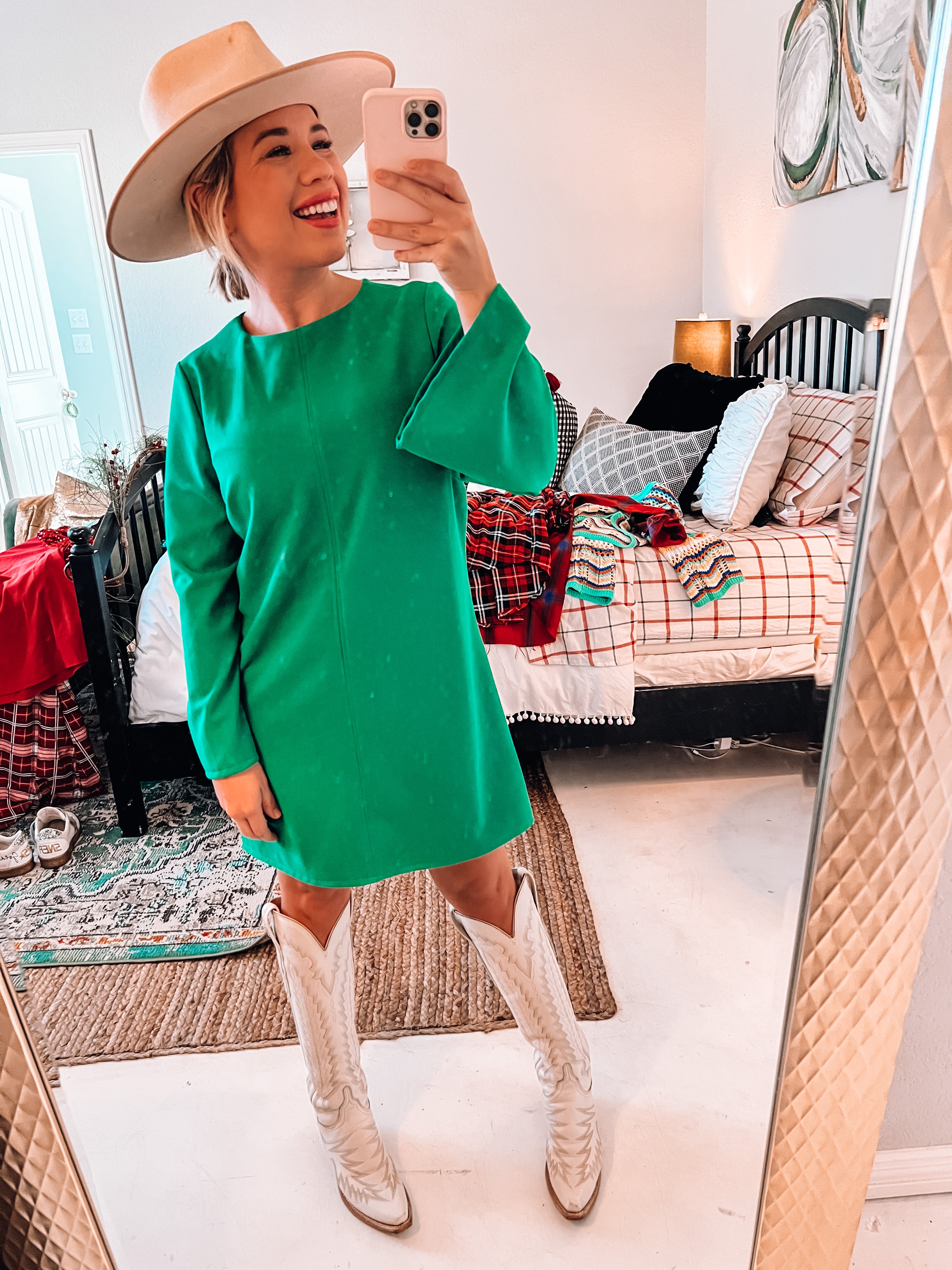 Green With Envy Bell Sleeve Dress