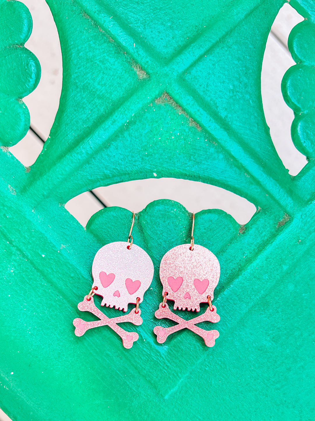 Glitter Skull &amp; Cross Bone Earrings