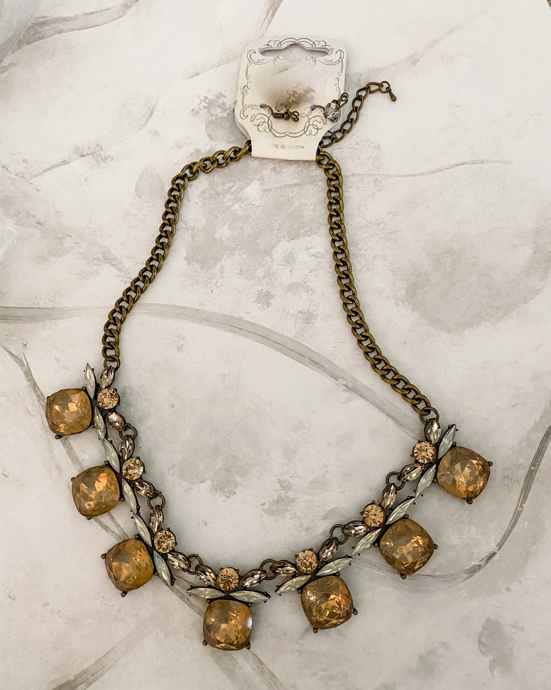 Square crystal necklace
