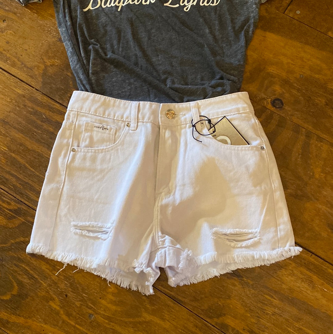 White denim shorts