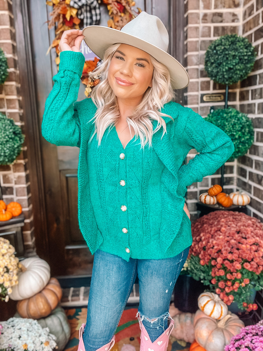 Green Ruffle Cardigan