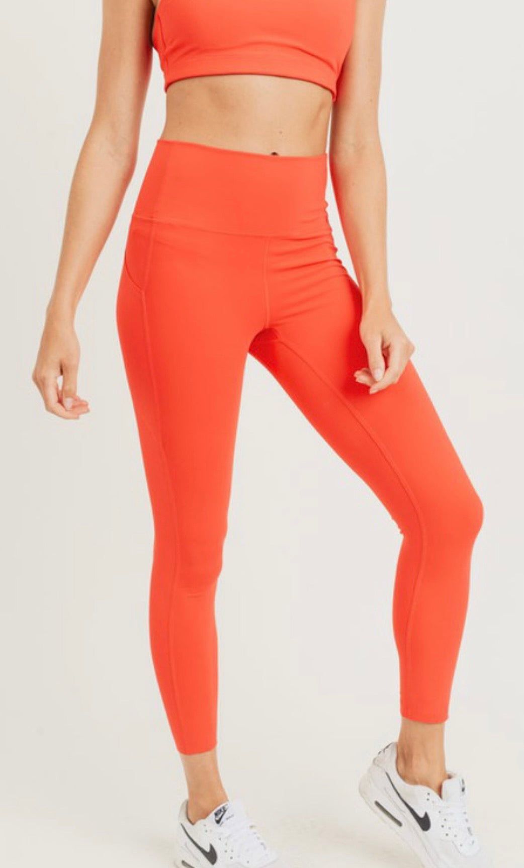Orange fold over high waist leggings