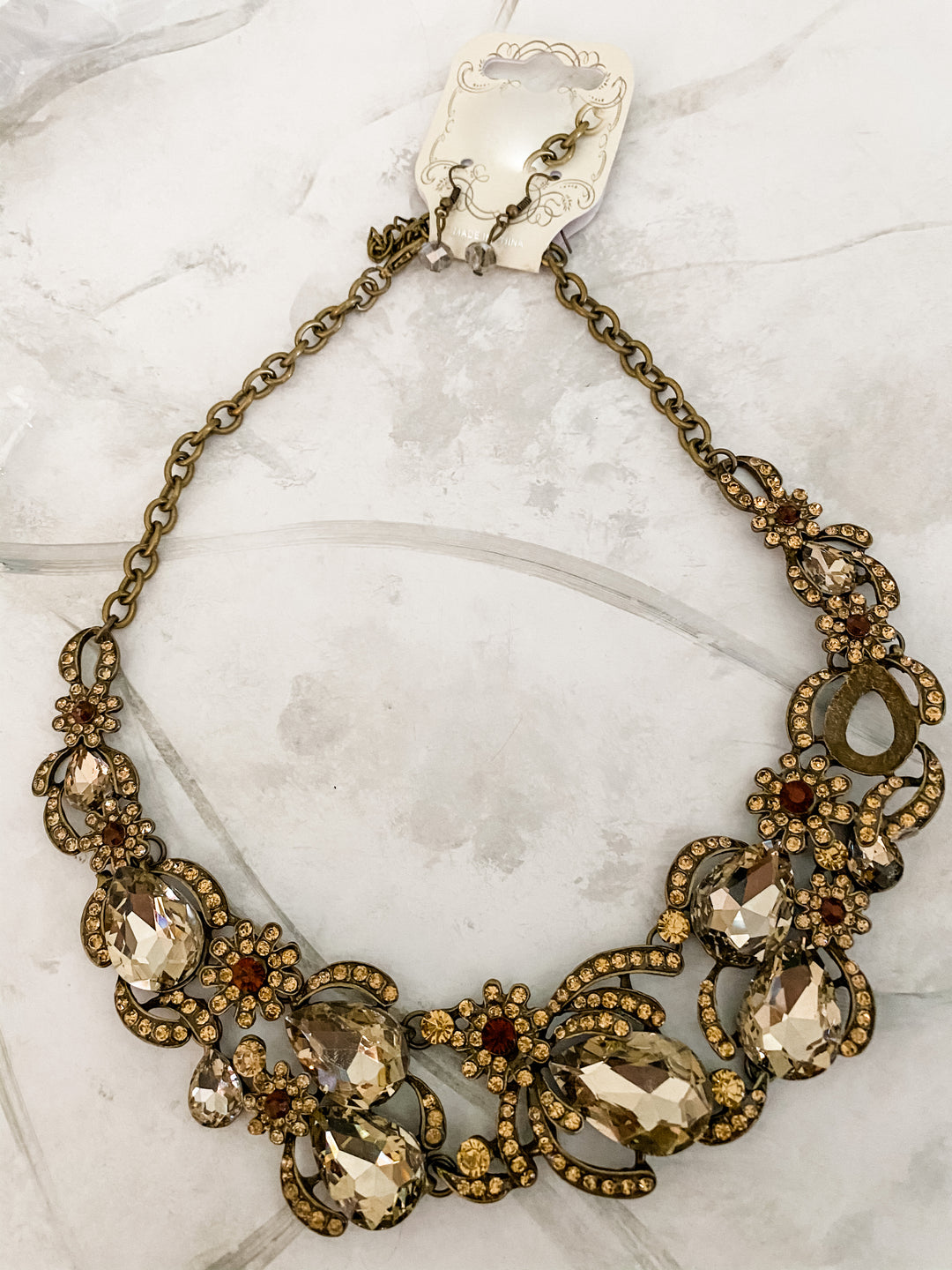 Champagne crystal necklace
