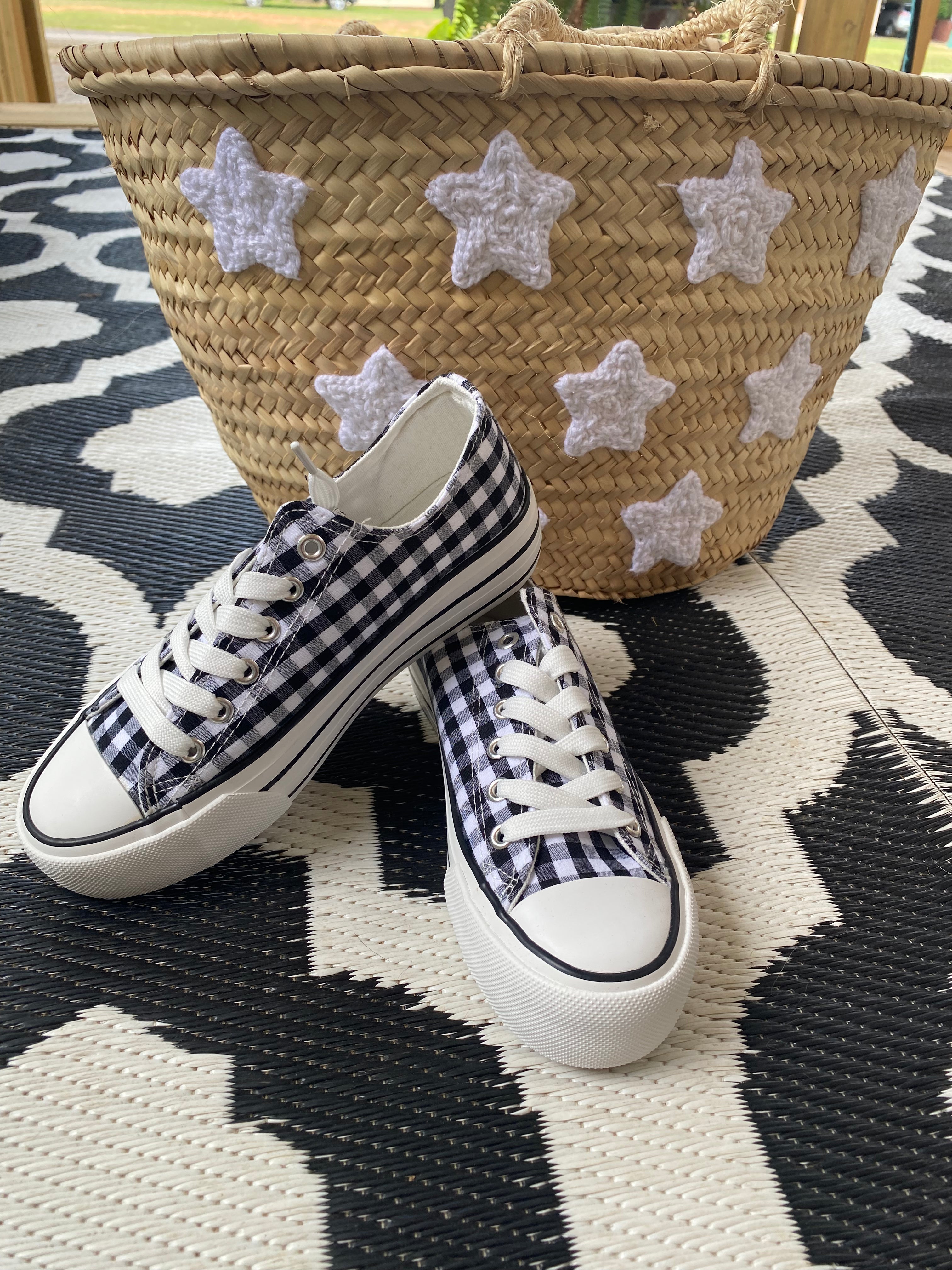 Black Gingham sneakers – The Crooked Crown Salon and Boutique