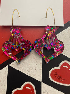 Confetti heart earrings