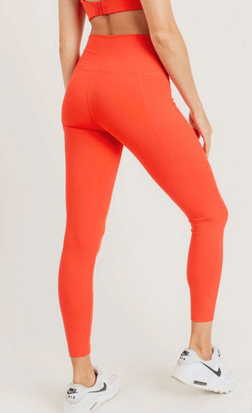 Orange fold over high waist leggings