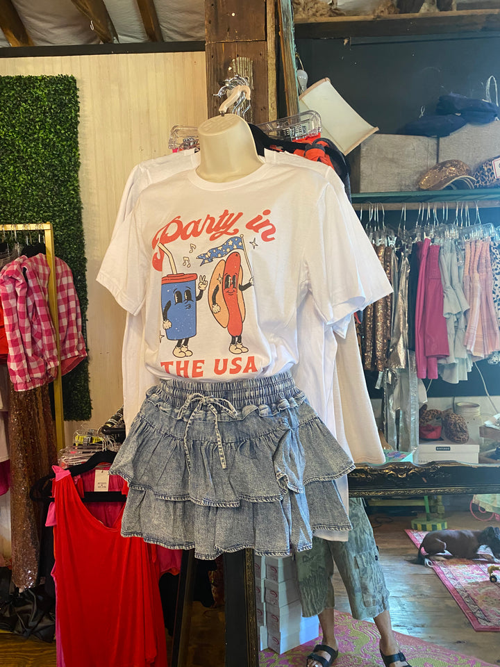 Denim tiered skirt