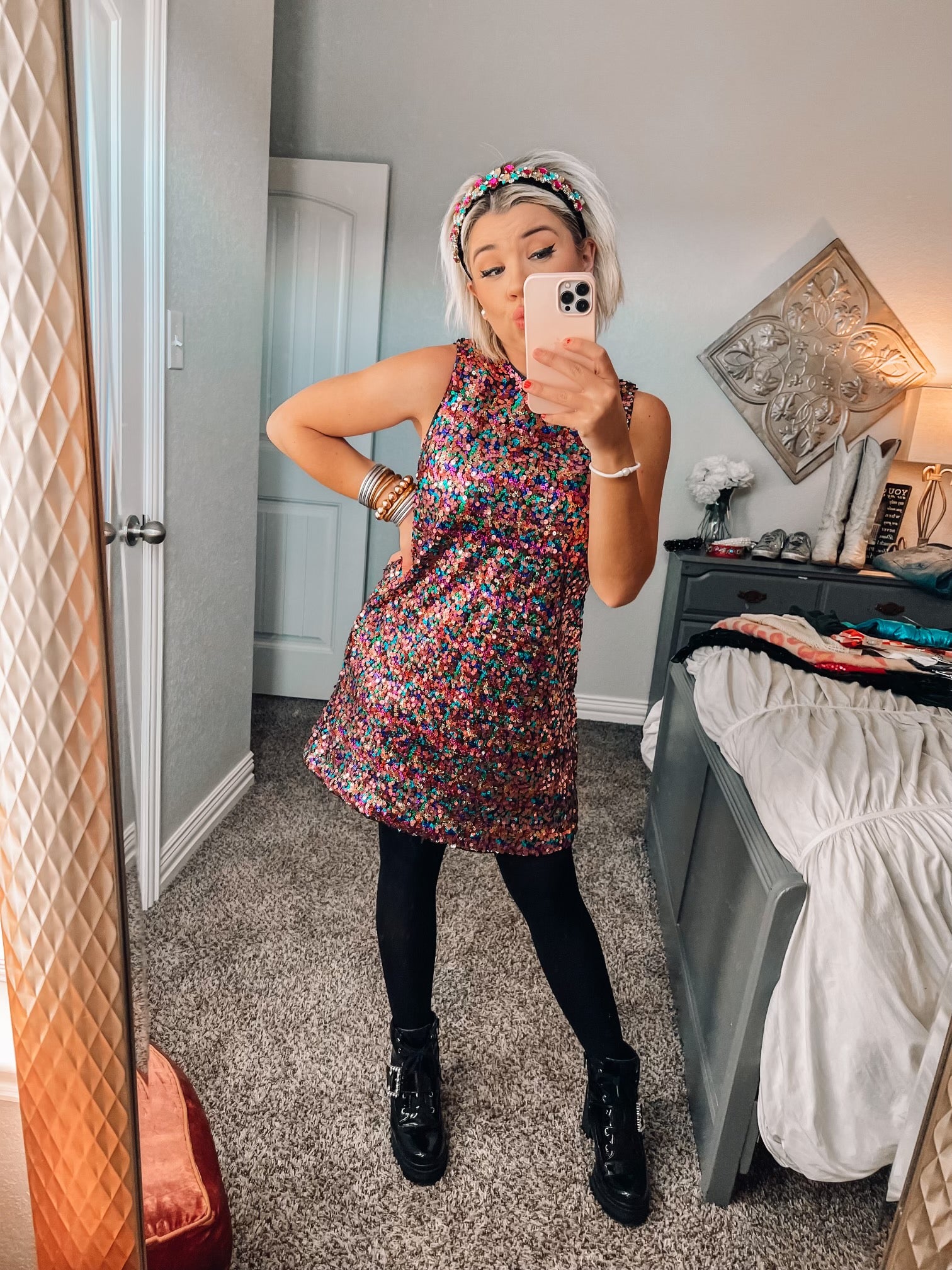 confetti sequin dress M/L Confetti Sequin Dress // Paillette Sequined Rainbow Dress // Colorful Paillettes Embellished Dress