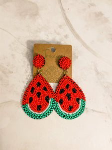 Beaded Watermelon earrings